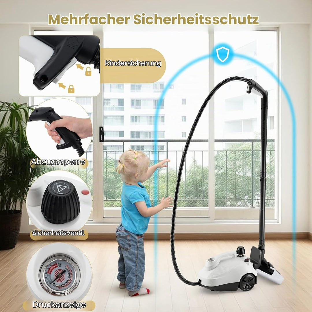 FANTASK Dampfreiniger 2000W, Dampfdruck: max. 5 bar, Flächenleistung: 108 m², Temperatur: bis zu 160