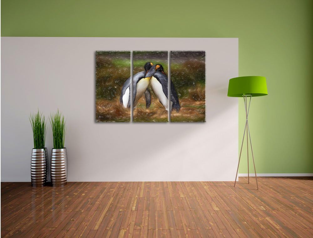 Pinguine in der Antarktis als Leinwandbild/Grösse: 3Teilig (120x80) / Wandbild/Kunstdruck/fertig bes