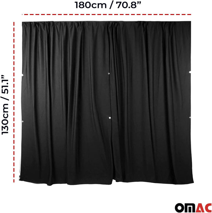 OMAC Heckklappe Gardinen Sonnenschutz Vorhänge kompatibel mit VW Multivan T7 L1 L2 Schwarz 2tlg 130x