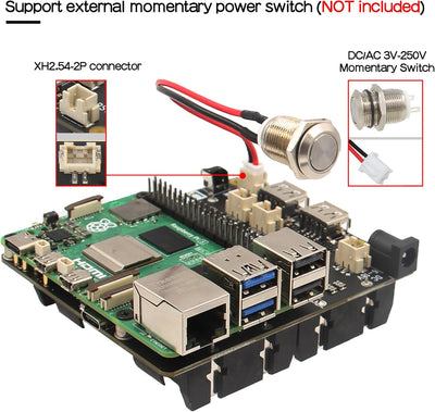 Geekworm Raspberry Pi 5 UPS (X1202), 4-Cell 18650 UPS (Max 5.1V 5A Output) with Wide 6-18V Input | A