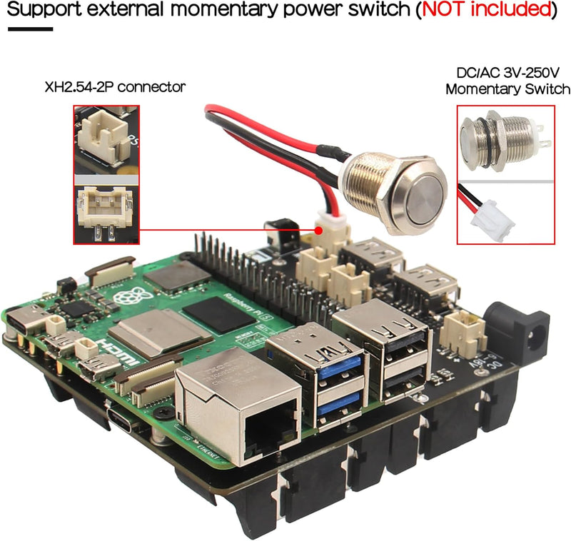 Geekworm Raspberry Pi 5 UPS (X1202), 4-Cell 18650 UPS (Max 5.1V 5A Output) with Wide 6-18V Input | A