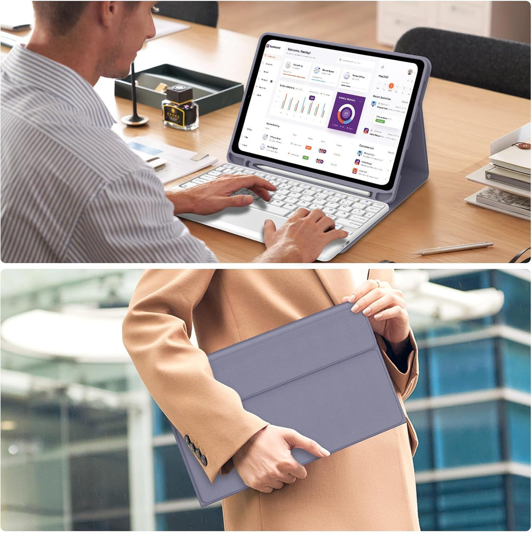 Hülle Tastatur für iPad (A16) 11/10 Generation (2025/2022) 11/10.9 Zoll | Mit Trackpad Magnetisch Ab