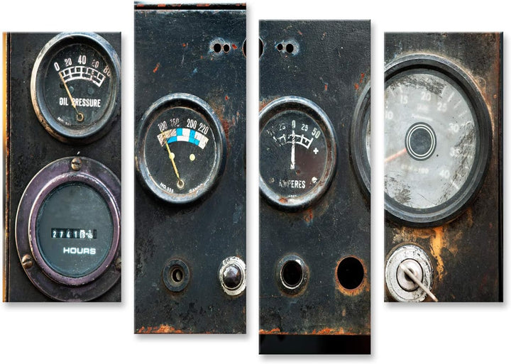 islandburner Bild auf Leinwand Old Circular Industrial Meter Wandbild Poster Kunstdruck Bilder Forma