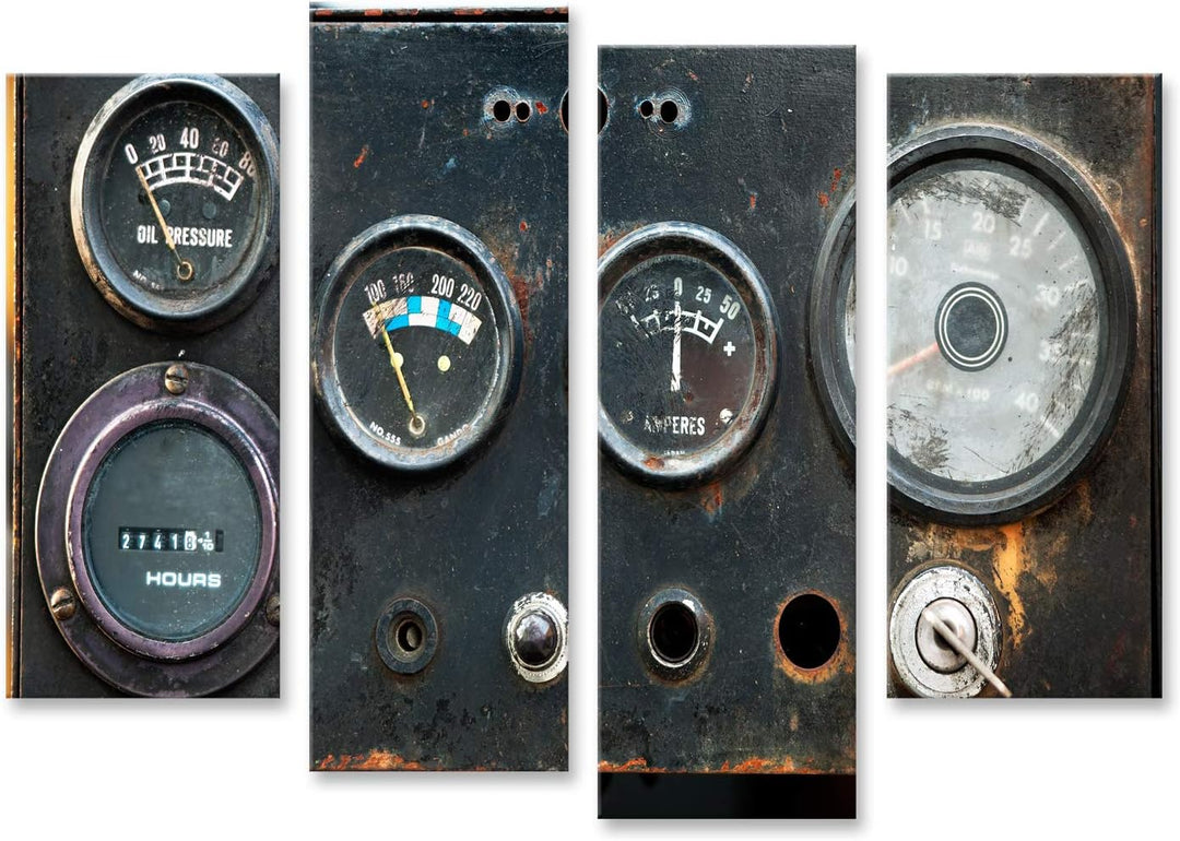 islandburner Bild auf Leinwand Old Circular Industrial Meter Wandbild Poster Kunstdruck Bilder Forma