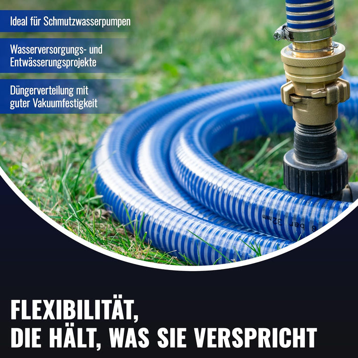 Poppstar PVC Saugschlauch 1 Zoll Spiralschlauch (25m Wasserschlauch mit ID 25mm / AD 32mm, bis 8 bar