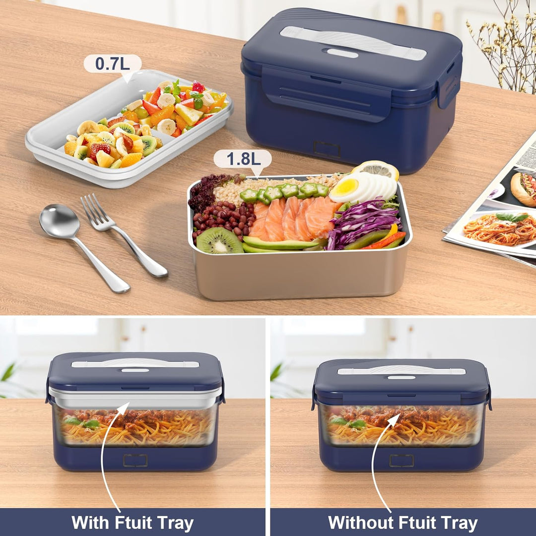 100W Elektrische Lunchbox Erwachsene, 3-in-1 12/24/220V Thermo Lunch box mit Besteck und Isolierter