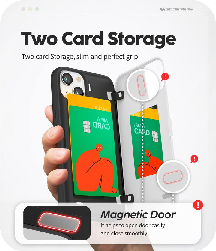 GOOSPERY Magnetischer Türstossfänger kompatibel mit iPhone 13 Hülle, Kartenhalter, Brieftaschen-Hüll