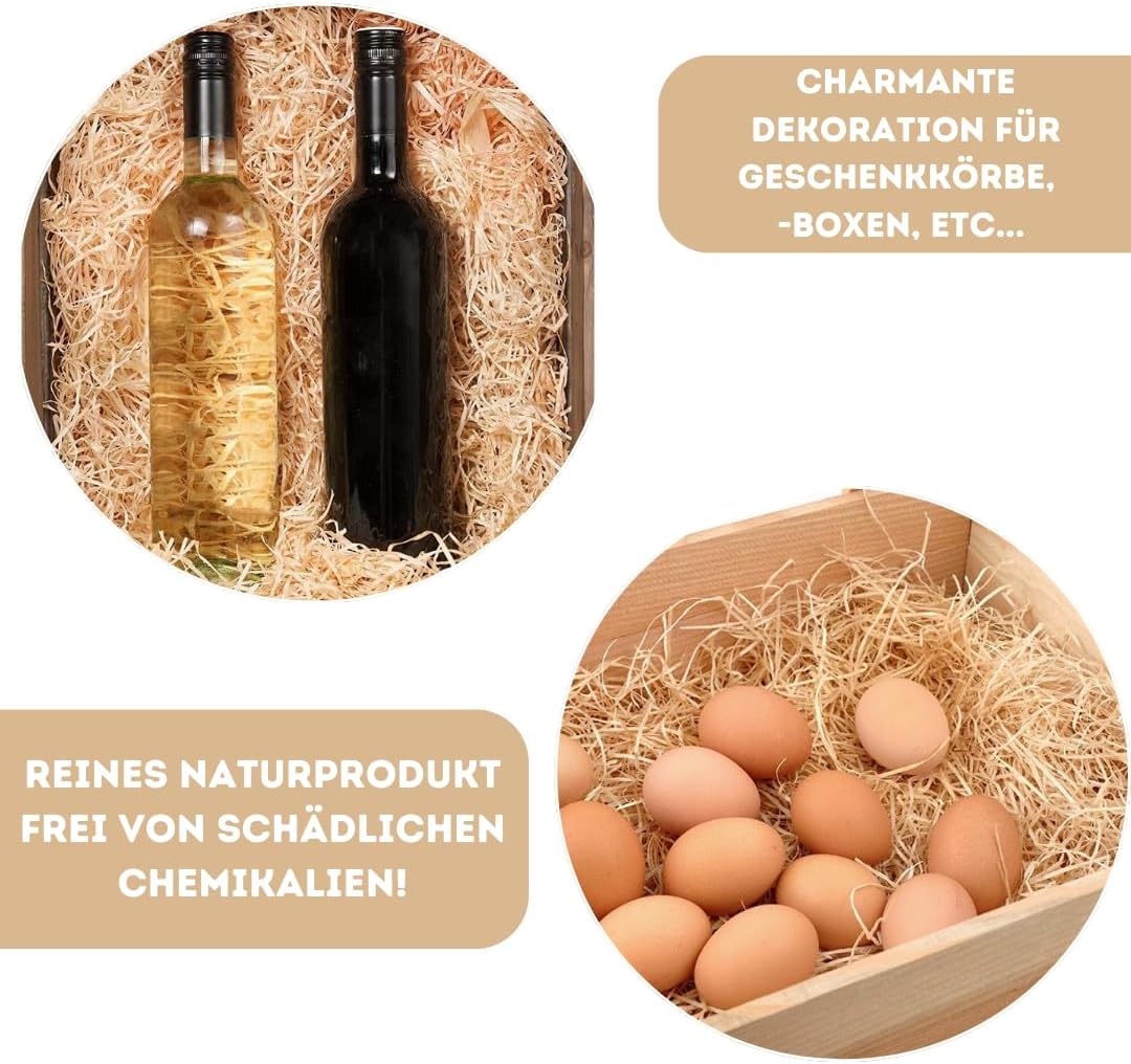 10 Kilogramm (Kg) Holzwolle | Natur | Erdbeerholzwolle | In Deutschland hergestellt | Ideal als Füll
