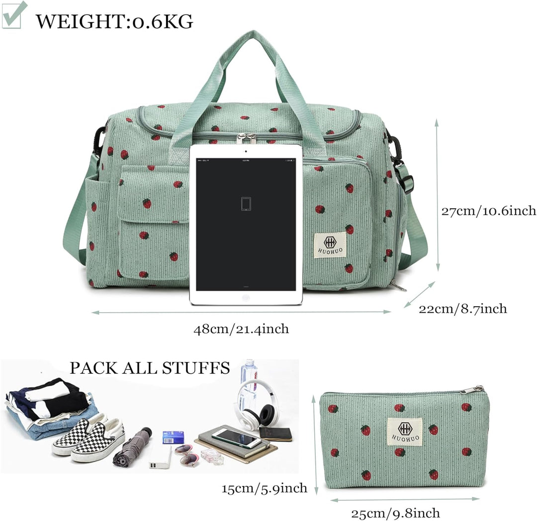 Sporttasche Kinder Reisetasche Mädchen Damen mit Schuhfach und Nassfach Cord Schwimmtasche Weekender