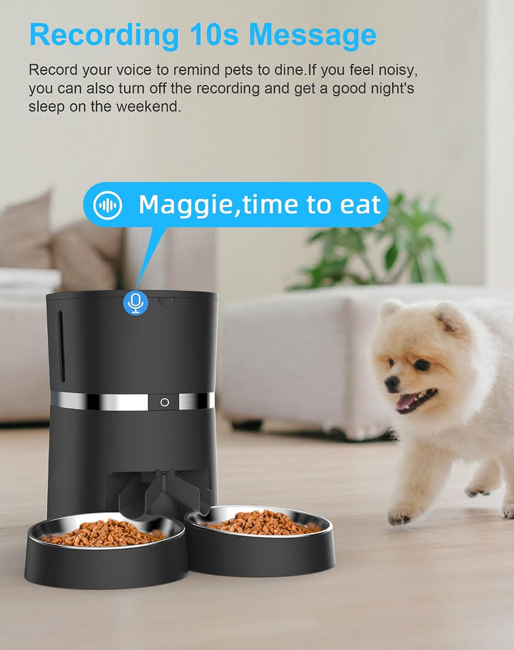 WellToBe Smart Futterautomat Katze &amp; Hund, WiFi Automatischer Futterspender für 2 Katze, Pet Feeder