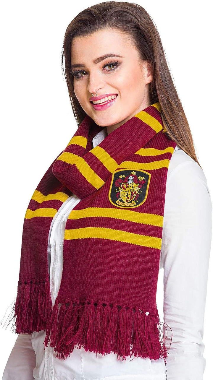 Elbenwald Harry Potter Schal in Hogwarts Hausfarben und Fransen 24 x 170 cm verschiedene Designs Rot