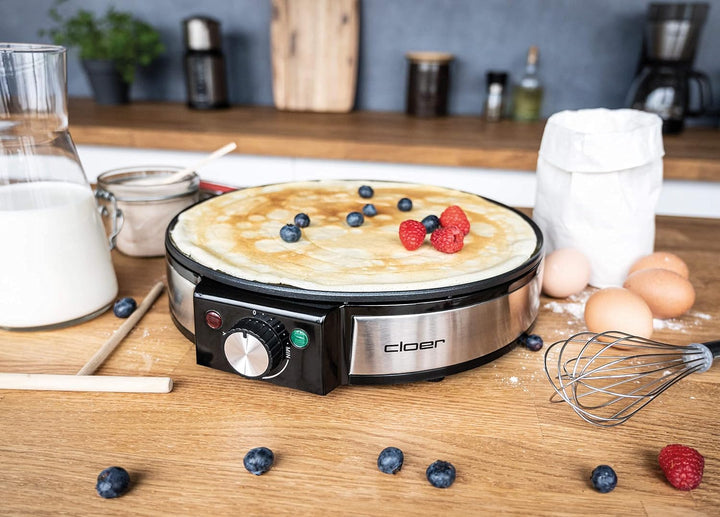 Cloer 6630 Crêpes-Maker, für süsse oder herzhafte Crepes mit 30 cm Ø, 1200 W, Antihaftbeschichtung,
