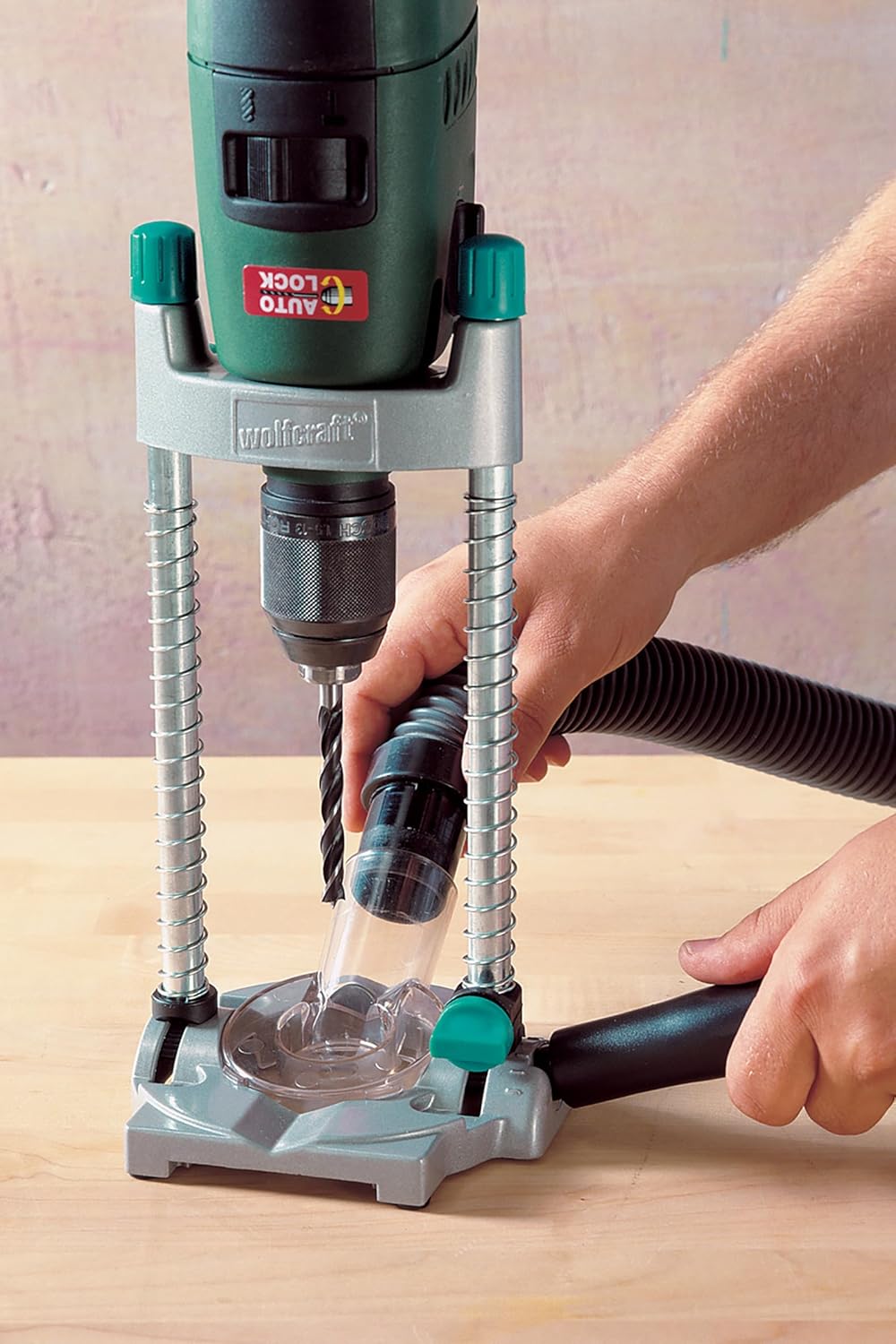 wolfcraft Tecmobil Bohrständer 4522000 | Mobiler Bohrhelfer für präzises Freihandbohren an Wänden, S