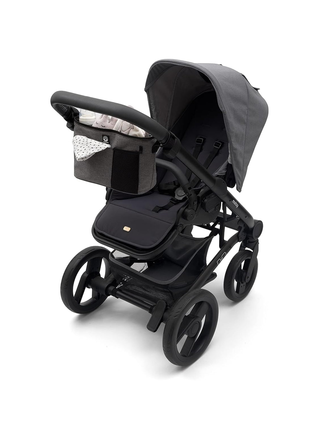 Dooky - Kinderwagen Organizer Deluxe Romantic Leaves Black - Perfekt für Unterwegs - Kinderwagentasc