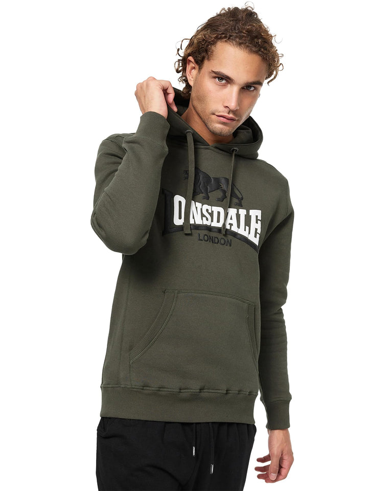 Lonsdale Herren Sleeve Hooded Sweatshirt S Olive/Black/White, S Olive/Black/White