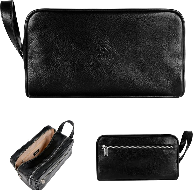 Kulturbeutel Leder Herren - Kosmetikbeutel - Waschtasche für Männer - 100% Echtleder - Hochwertige K