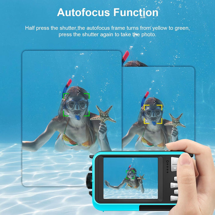 Unterwasserkamera, Yixinxin Digitalkamera wasserdichte UHD 4K 64MP Autofocus mit Einer 32GB Karte Se