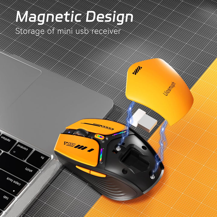 Uiosmuph G19 Bluetooth Maus, LED Bluetooth Funkmaus (Tri-Mode: BT 5.1/5.0+2.4G), Batteriestand sicht