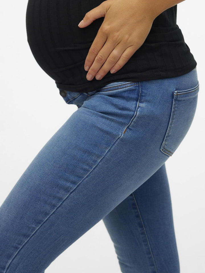 MAMALICIOUS Damen Vmmtanya S Piping Jeans Vi349 Ga Noos M Medium Blue Denim, M Medium Blue Denim