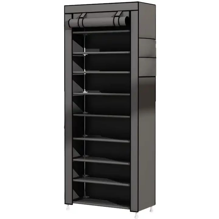 Schuhregal, Schuhschrank Schmal, Garderobe mit Schuhschrank, Stoffschrank Regal mit 9 Einlegeböden,