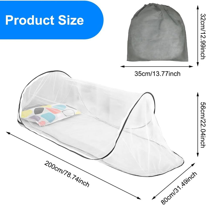Moskitonetz Reise Pop-Up & Faltbare 200x80x56cm, Tragbare Campingzelt Moskitonetz mit Zip für Campin