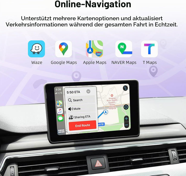 EZoneTronics Wireless CarPlay &amp; Android Auto Retrofit Kit Decoder für Audi A4/A5/A6/A7/Q2L/Q5L/Q7 20