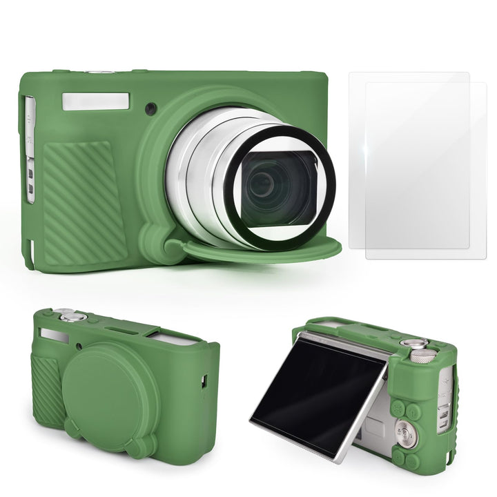 VOVMOEYA SX740 Kamerataschen-Zubehör-Set [mit 2 LCD-Hartfolien], Silikon-Schutzhülle, kompatibel mit