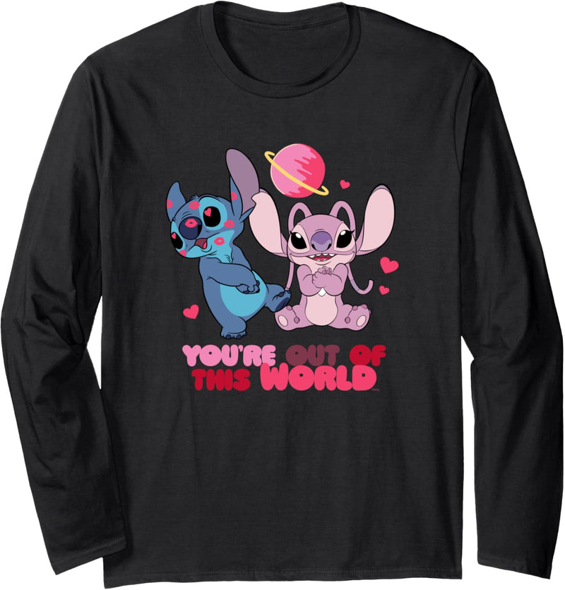 Disney Stitch & Angel You’re Out of This World Valentine’s Langarmshirt