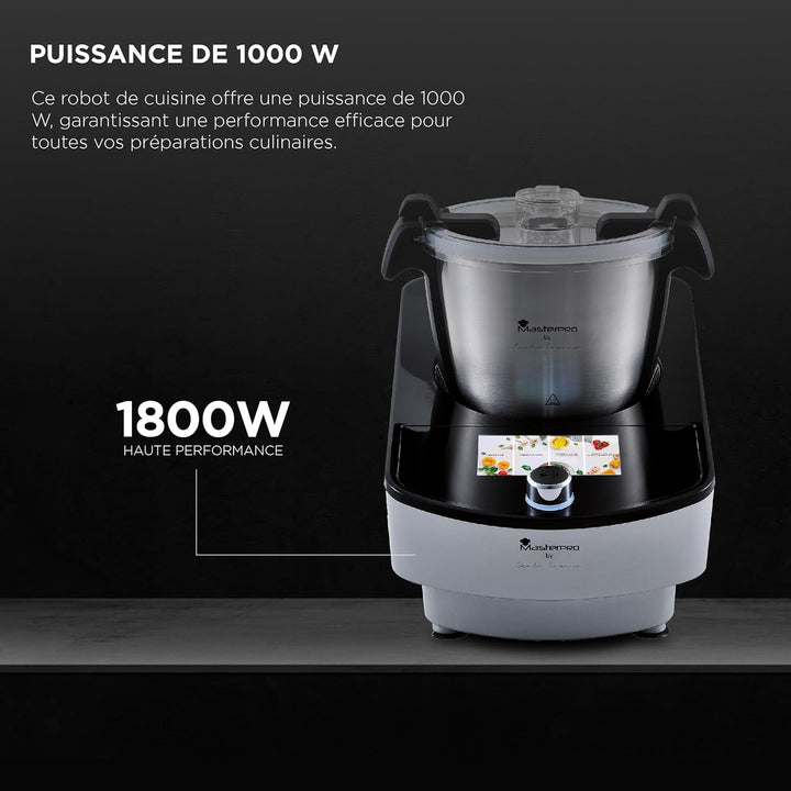 MasterPRO BY CARLO CRACCO - Küchenmaschine 1000W 3.5L - 12 Programme - LED Touch Control - Multifunk