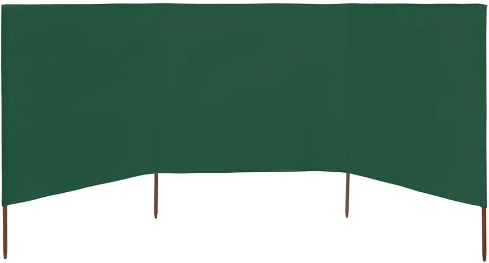 Rantry Windschutz, Strandwindschutz, Windschutz für Camping, 3 Paneele, grüner Stoff, 400 x 80 cm, S