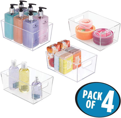 mDesign 4er-Set Ablagebox mit integrierten Griffen – kleine Aufbewahrungsbox für Make-up, Handtücher