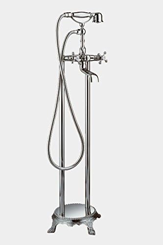 Freistehende Badewanne PARIS Acryl - 176 x 71 cm - Schwarz glänzend - Metallfüsse & Standarmatur wäh