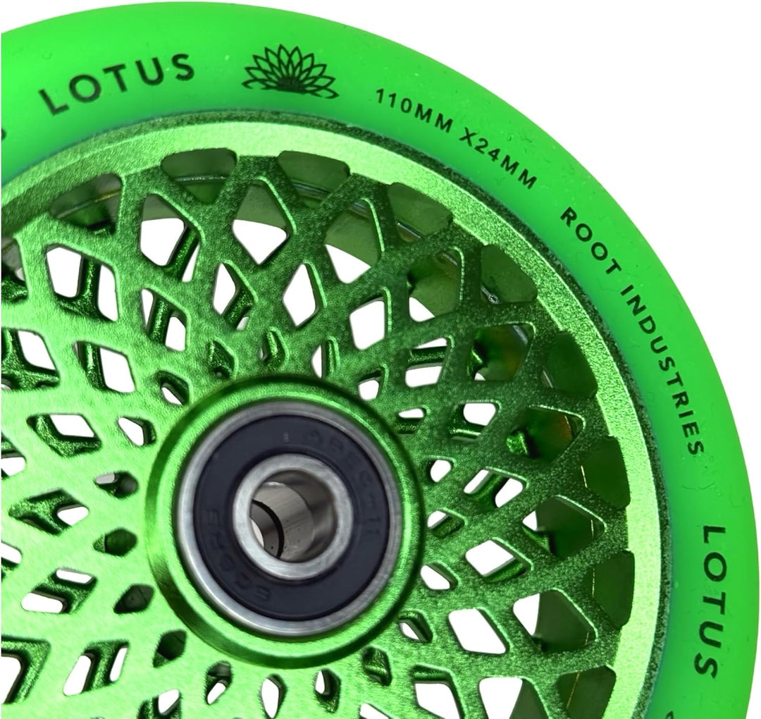 Root Industries Lotus Stunt-Scooter Rolle 110mm + Fantic26 Sticker (Radiant Grün/Pu Grün), Radiant G