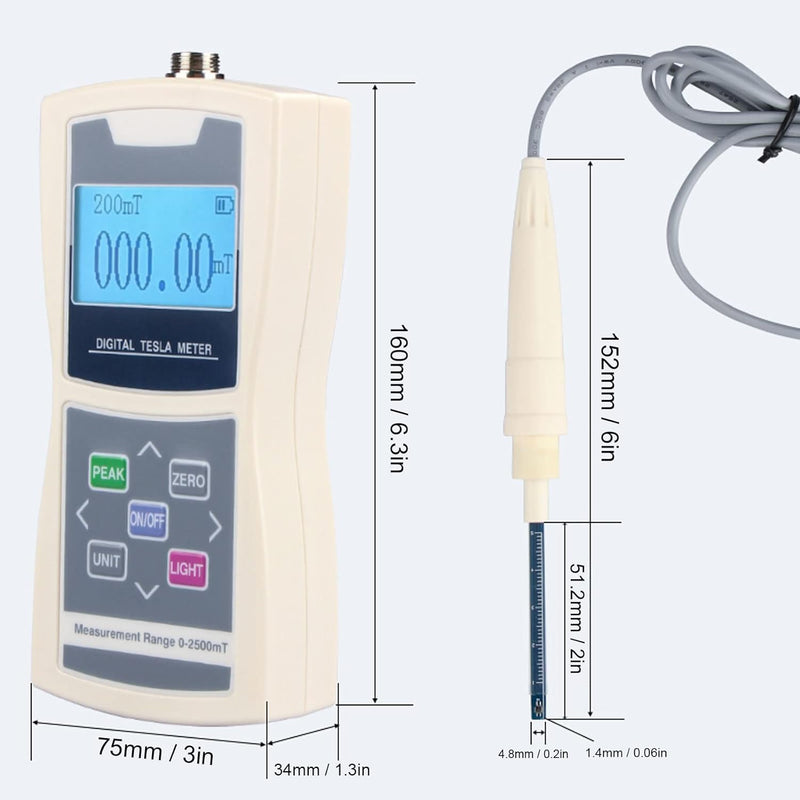 Oumefar Gauss Meter, LCD Gaussmeter Magnetfelddetektor Hochgenaues Handheld Gauss Meter Digital Gaus
