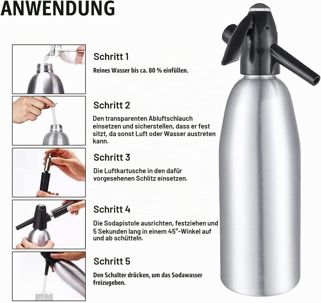Vintage Design Soda Siphon 1L - Erstellen Sie in Sekunden Sprudelwasser für Cocktails &amp; Gesunde Getr