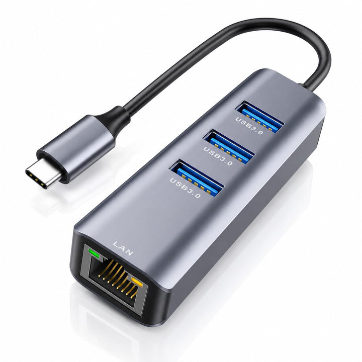 USB C auf Ethernet Adapter,ABLEWE Aluminium 4 in 1 USB C zu RJ45 1000Mbps Ethernet LAN Netzwerkadapt