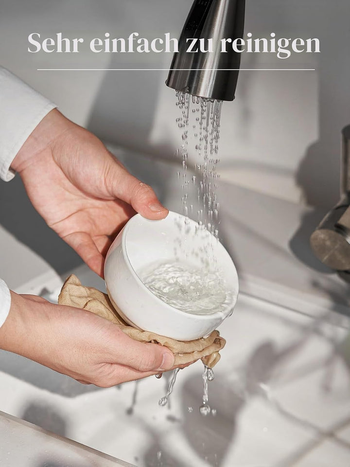 DOWAN Dessertschalen 6er Set, 300ml Weiss Müslischalen Keramik, Φ10.5cm Kleine Eisschale, Suppenscha