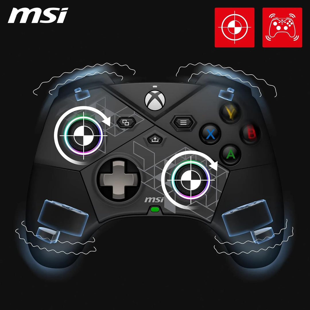MSI FORCE PRO WIRELESS PC Gamepad Controller - 2,4 GHz, Bluetooth, USB Typ-C zu A - kabelgebunden/dr