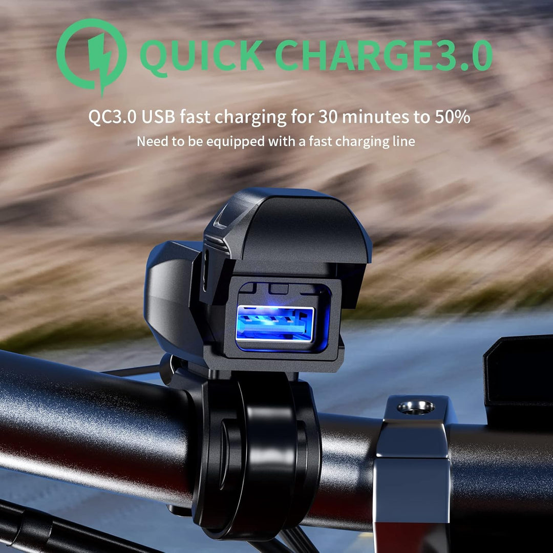 Kewig Motorrad-USB-Ladegerät SAE-auf-USB-Adapter Wasserdichtes Motorrad-Ladegerät, DC 9V-24V Motorra
