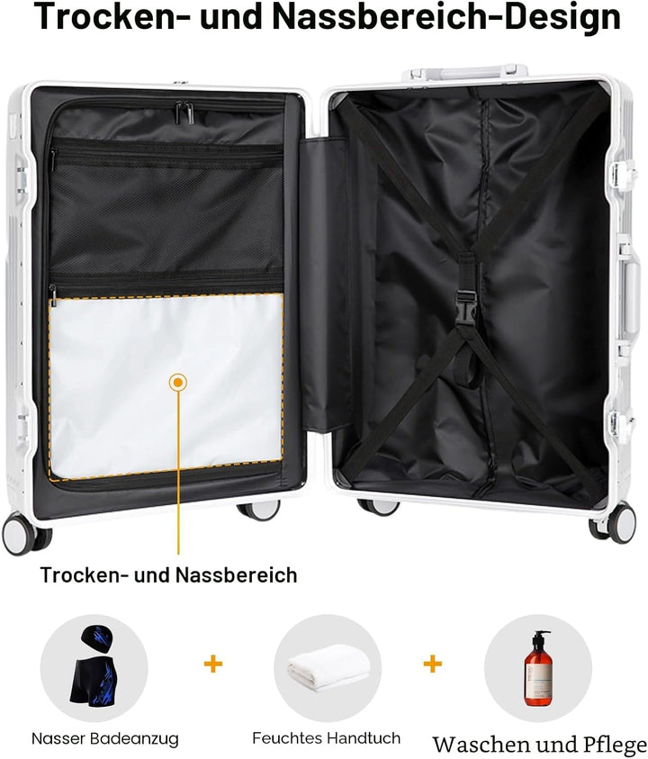 Handgepäckkoffer für Frühjahr/Sommer, fluglinienzugelassen, mit TSA-Schloss, 360°-Rollen, PC-Hartsch