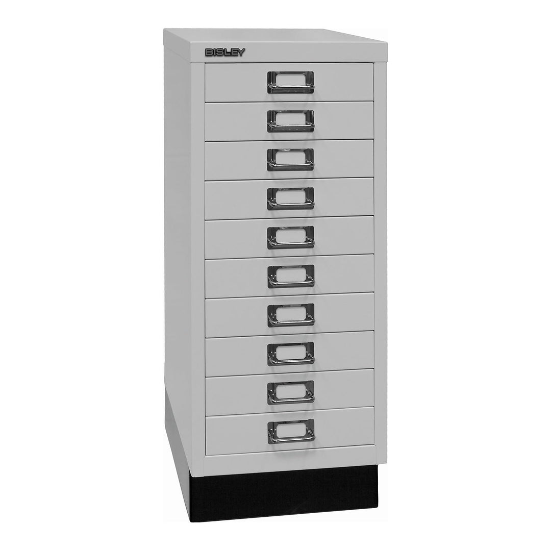 BISLEY MultiDrawer, 29er Serie mit Sockel, DIN A4, 10 Schubladen, Metall, 645 Lichtgrau, 38 x 27.9 x