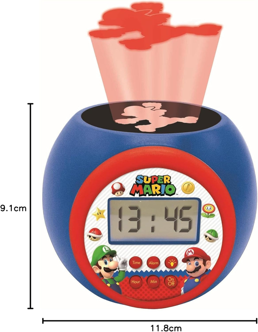Lexibook - Nintendo Super Mario Projektorwecker mit Schlummerfunktion und Weckfunktion, Nachtlicht m