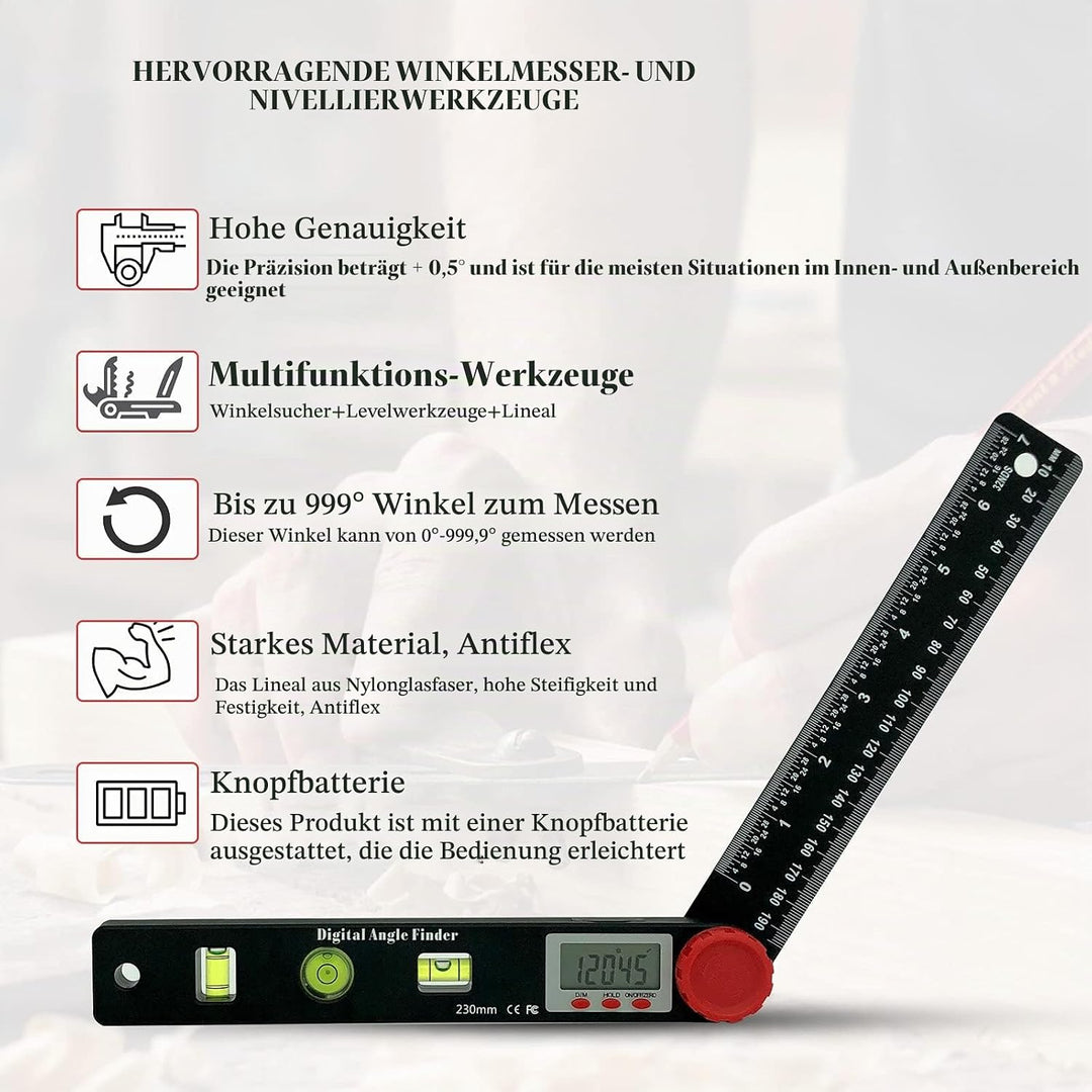 Winkelmesser digital,Vodlbov digitaler winkelmesser 999.9° digitale wasserwaage,Winkelschmiege Linea