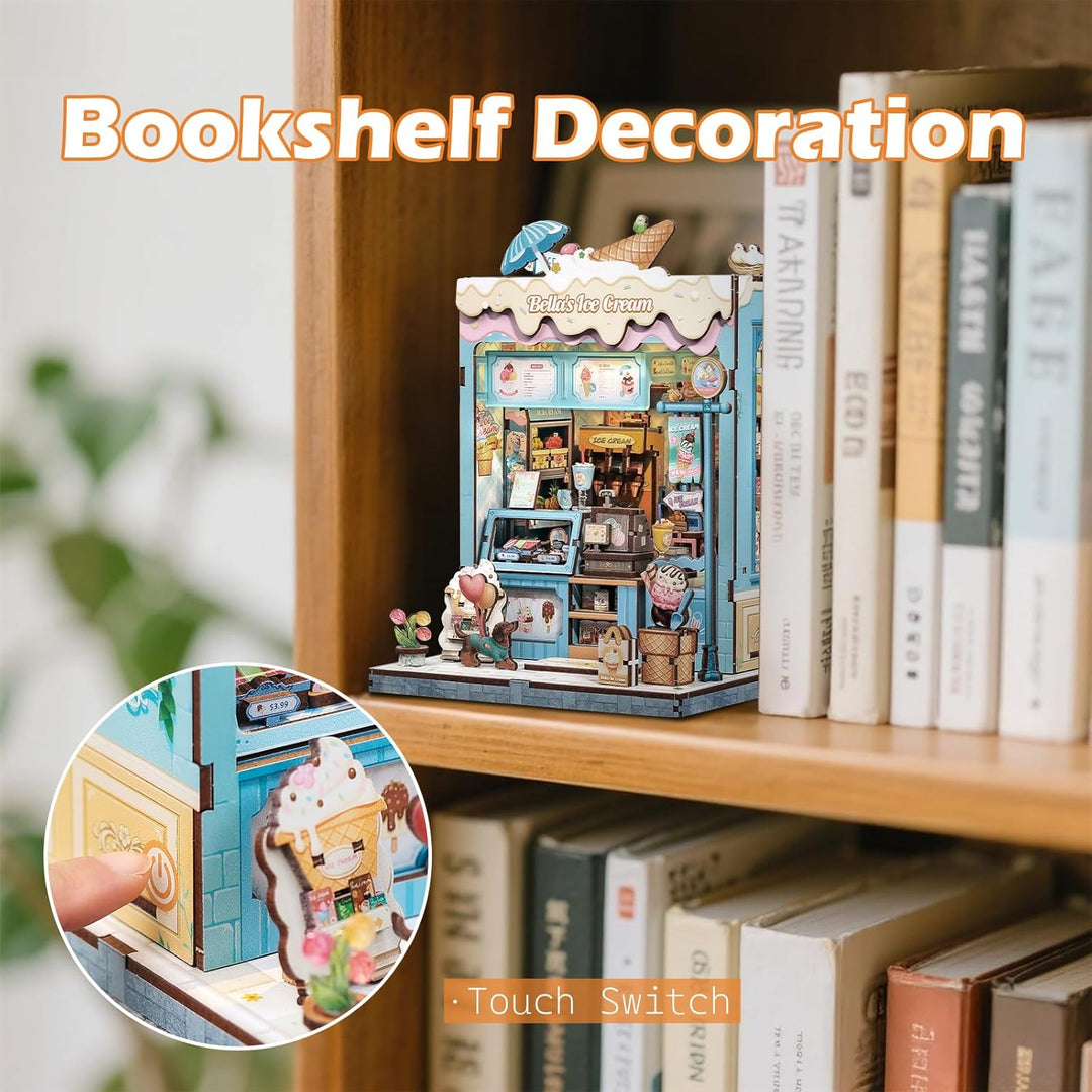 Fsolis Book Nook Kit - Kreatives 3D-Puzzle mit LED-Beleuchtung für einzigartige Miniatur-Welten Jung