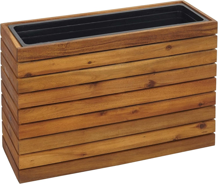 Pflanzkasten HWC-L21, Pflanzkübel Blumentopf Hochbeet, eckig 41x63x23cm Outdoor Akazie Holz MVG-Zert