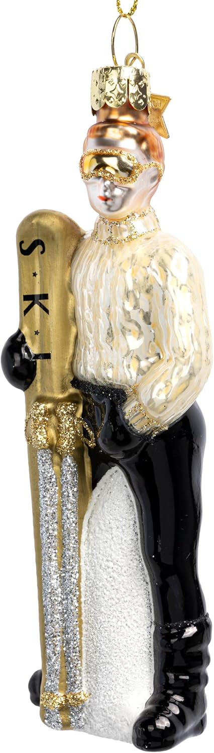 SIKORA Ski Boy besondere Weihnachtskugel Glas Christbaumschmuck Deko Figur Weihnachten Anhänger Orna