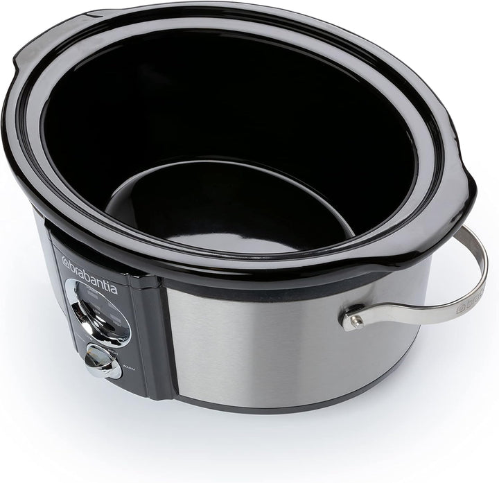 Brabantia Slow Cooker, Antihaftbeschichtung, drei verschiedene Heizstufen, Kontrollleuchte, abnehmba