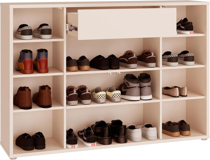 Forte Alice Springs Schuhschrank 150, modern-minimalistisch, 4-türig, 1 Schublade, Flur, Holzwerksto