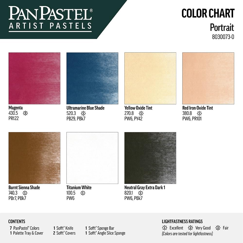 PanPastel 30073 Hochformat Ultra Soft Artist Pastell Set, 9 ml, 7 Stück, Porträt, 7 Color