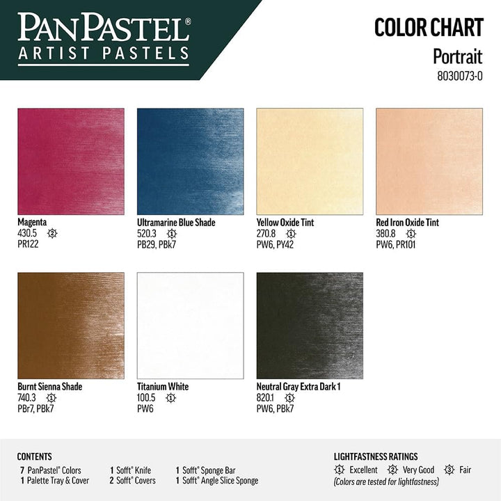 PanPastel 30073 Hochformat Ultra Soft Artist Pastell Set, 9 ml, 7 Stück, Porträt, 7 Color
